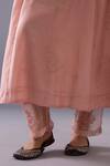 Label Shreya Sharma_Pink Chanderi, Organza Embroidery Split V-neck Ankita Thread Kurta Set _at_Aza_Fashions