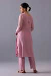 Shop_Label Shreya Sharma_Pink Chanderi, Organza Embroidery Round Neck Malti Kurta Set _at_Aza_Fashions