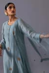 Shop_Label Shreya Sharma_Blue Chanderi, Organza Embroidery Round Neck Malti Kurta Set _Online_at_Aza_Fashions
