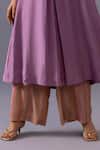 Label Shreya Sharma_Purple Silk, Cotton Round Neck Maya Pintuck Straight Kurta And Pant Set _Online_at_Aza_Fashions