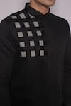 Lacquer Embassy_Black Cotton Satin Stanton Houndstooth Pattern Shirt _Online_at_Aza_Fashions