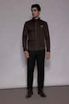 Shop_Lacquer Embassy_Brown Cotton Satin Piping Somertone Pintuck Shirt _Online_at_Aza_Fashions