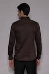 Shop_Lacquer Embassy_Brown Cotton Satin Piping Somertone Pintuck Shirt _at_Aza_Fashions