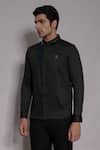 Buy_Lacquer Embassy_Green Cotton Satin Embroidery Ashbury Crest Placement Shirt _Online_at_Aza_Fashions