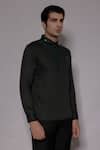 Shop_Lacquer Embassy_Green Cotton Satin Embroidery Ashbury Crest Placement Shirt _Online_at_Aza_Fashions