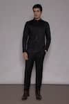 Lacquer Embassy_Black Cotton Satin Studs, Metallic Thread Fenton Tape Embellished Shirt _Online_at_Aza_Fashions