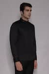 Buy_Lacquer Embassy_Black Cotton Satin Studs, Metallic Thread Fenton Tape Embellished Shirt _Online_at_Aza_Fashions
