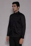 Shop_Lacquer Embassy_Black Cotton Satin Studs, Metallic Thread Fenton Tape Embellished Shirt _Online_at_Aza_Fashions