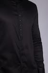 Lacquer Embassy_Black Cotton Satin Studs, Metallic Thread Fenton Tape Embellished Shirt _at_Aza_Fashions