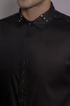Buy_Lacquer Embassy_Black Cotton Satin Studs, Metallic Thread Fenton Tape Embellished Shirt 