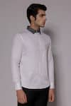 Buy_Lacquer Embassy_White Cotton Satin Embroidery, Zari Rosendahl Placement Shirt _Online_at_Aza_Fashions