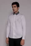 Shop_Lacquer Embassy_White Cotton Satin Embroidery, Zari Rosendahl Placement Shirt _Online_at_Aza_Fashions
