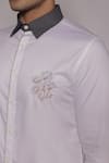 Lacquer Embassy_White Cotton Satin Embroidery, Zari Rosendahl Placement Shirt _at_Aza_Fashions