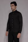 Shop_Lacquer Embassy_Black Cotton Satin Zari, Embroidery Soreil Hand Shirt _Online_at_Aza_Fashions