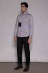 Buy_Lacquer Embassy_Purple Cotton Satin Embroidery, Piping Langley Placement Shirt _Online_at_Aza_Fashions