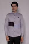 Buy_Lacquer Embassy_Purple Cotton Satin Embroidery, Piping Langley Placement Shirt _at_Aza_Fashions