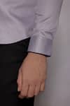 Lacquer Embassy_Purple Cotton Satin Embroidery, Piping Langley Placement Shirt _at_Aza_Fashions