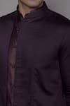 Lacquer Embassy_Purple Cotton Satin Piping Montclair Pintuck Shirt _Online_at_Aza_Fashions