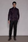 Lacquer Embassy_Purple Cotton Satin Piping Montclair Pintuck Shirt _at_Aza_Fashions