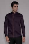 Buy_Lacquer Embassy_Purple Cotton Satin Piping Montclair Pintuck Shirt _at_Aza_Fashions