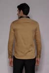 Shop_Lacquer Embassy_Tan Cotton Satin Embroidery Belvoir Floral Placement Shirt _at_Aza_Fashions