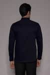Shop_Lacquer Embassy_Navy Cotton Satin Embroidery Bramcote Zari Floral Placement Shirt _at_Aza_Fashions