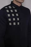 Shop_Lacquer Embassy_Navy Cotton Satin Linwood Basket Weave Shirt _Online_at_Aza_Fashions