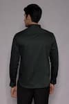 Shop_Lacquer Embassy_Emerald Green Cotton Satin Zari, Embroidery Winborne Work Shirt _at_Aza_Fashions