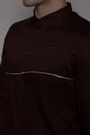 Lacquer Embassy_Maroon Cotton Satin Zari, Embroidery Alderton Abstract Shirt _Online_at_Aza_Fashions