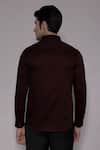 Shop_Lacquer Embassy_Maroon Cotton Satin Zari, Embroidery Alderton Abstract Shirt _at_Aza_Fashions