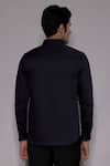 Shop_Lacquer Embassy_Navy Cotton Satin Westerdale Shirt _at_Aza_Fashions