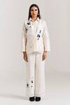 Notsosure_Off White Chanderi Silk Beads Collared Abstract Embroidered Shirt With Pant _Online_at_Aza_Fashions