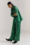 Shop_Notsosure_Green Chanderi Silk Embroidery Collared Scatter Shirt With Pant _at_Aza_Fashions