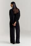 Shop_Notsosure_Black Crepe Embroidery Collared Scatter Shirt With Pant _at_Aza_Fashions