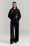 Buy_Notsosure_Black Crepe Embroidery Collared Scatter Shirt With Pant _Online_at_Aza_Fashions