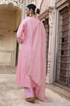Shop_Amoree india_Pink Silk Embroidery, Zari V-neck Laxmi Suit Set _at_Aza_Fashions