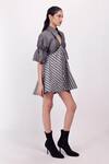 Buy_Siddhant Agrawal_Gray Polyester, Satin Collared, V-neck Dovemire Dress _Online_at_Aza_Fashions