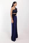 Siddhant Agrawal_Black Crepe Fabric Flowers, Embroidery, Sequins One Shoulder Feralush Crest Top _Online_at_Aza_Fashions