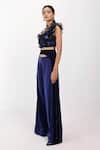 Buy_Siddhant Agrawal_Black Crepe Fabric Flowers, Embroidery, Sequins One Shoulder Feralush Crest Top _Online_at_Aza_Fashions