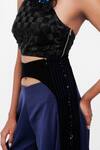 Buy_Siddhant Agrawal_Blue Crepe, Polyester Beads, Tassels Feralush Asymmetric Trouser 