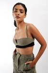 Buy_Siddhant Agrawal_Green Cotton V-neck Rawfern Sculpted Bralette _Online_at_Aza_Fashions