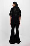 Shop_Siddhant Agrawal_Black Tulle, Satin, Cotton Embroidery, Sequins Collared Eclipse Bloom Top _at_Aza_Fashions