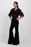 Buy_Siddhant Agrawal_Black Tulle, Satin, Cotton Embroidery, Sequins Collared Eclipse Bloom Top _Online_at_Aza_Fashions