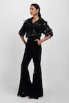 Buy_Siddhant Agrawal_Black Polyester, Cotton, Silk Lace Eclipse Veinscript Trouser _at_Aza_Fashions