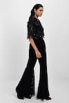 Buy_Siddhant Agrawal_Black Polyester, Cotton, Silk Lace Eclipse Veinscript Trouser _Online_at_Aza_Fashions