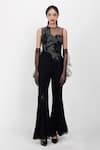 Buy_Siddhant Agrawal_Black Cotton, Tulle, Silk, Lace Embroidery, Ashen Blossom Applique Jumpsuit _at_Aza_Fashions