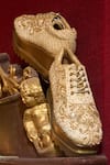 Shop_Anaar_Gold Culture Club Wedge Embroidered Sneakers _at_Aza_Fashions