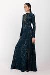 Buy_Siddhant Agrawal_Emerald Green Cotton, Silk, Lace Beads, Sequins, Fernmist Embellished Gown _Online_at_Aza_Fashions