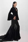 Buy_Siddhant Agrawal_Black Crepe, Velvet Muted Echo Sculpted Blazer _Online_at_Aza_Fashions
