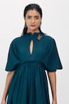 Siddhant Agrawal_Emerald Green Brooches Keyhole Neck Scarab Whisper Dress _at_Aza_Fashions